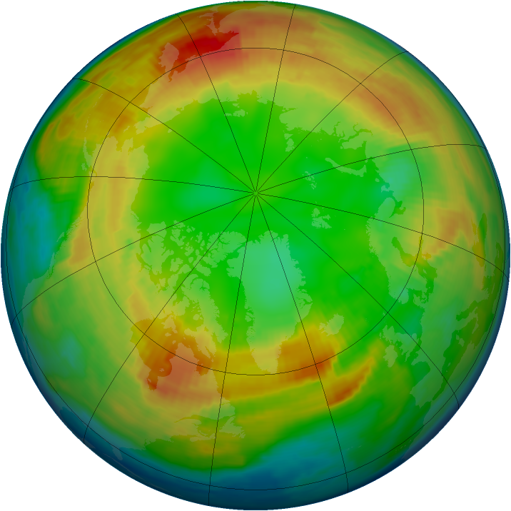 Arctic ozone map for 12 February 1997